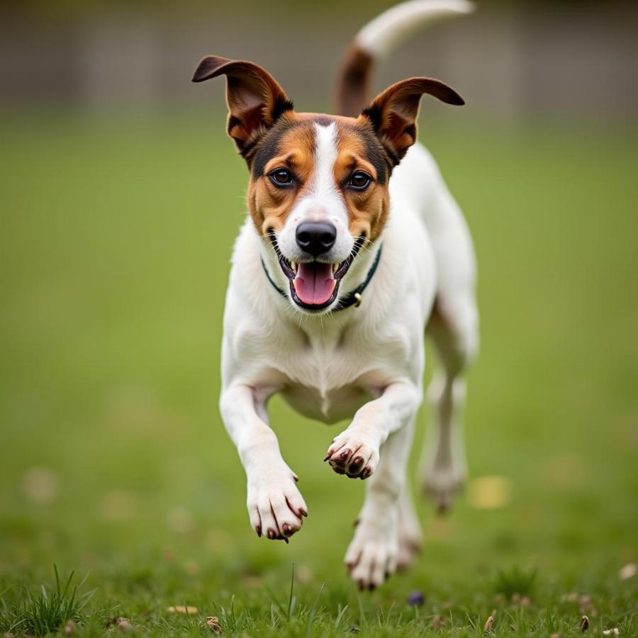 Jack Russell Terrier Running in an Open Field, Enjoying the Outdoors