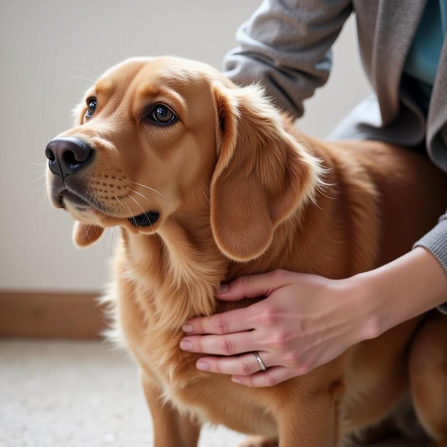 Checking for ticks on a dog