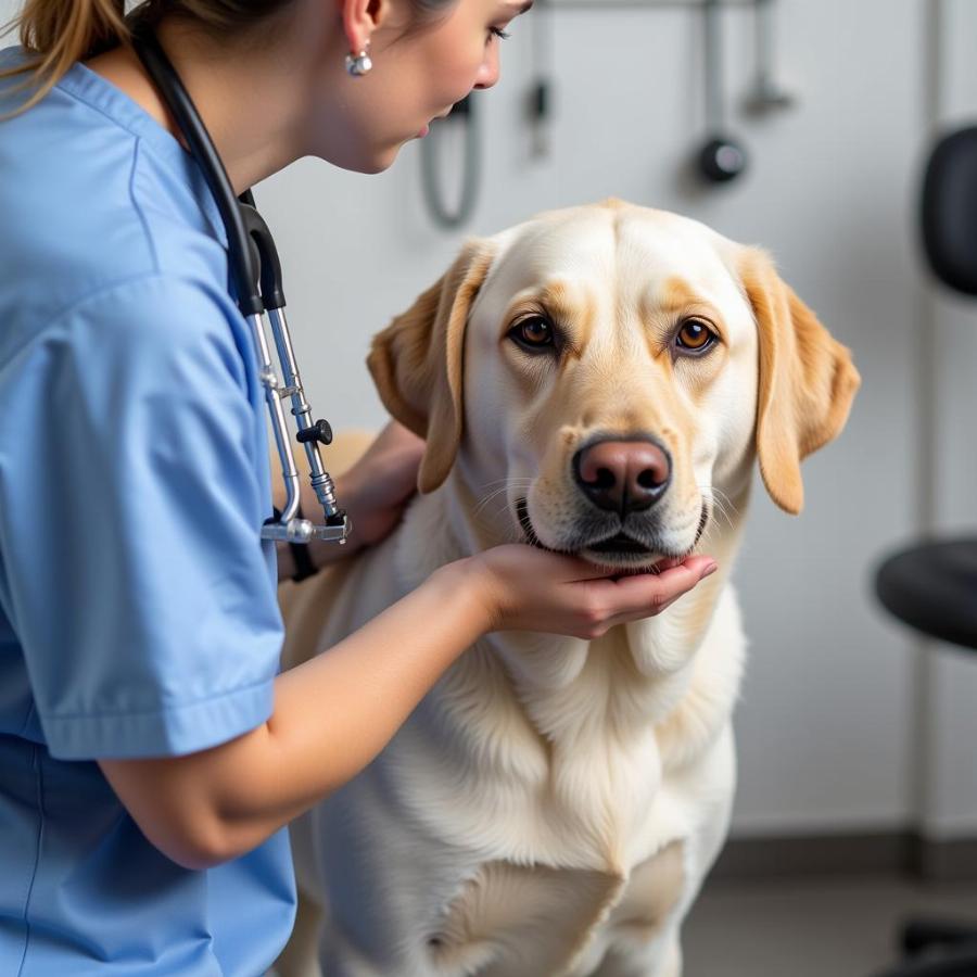 Labrador Retriever Undergoing a Health Checkup