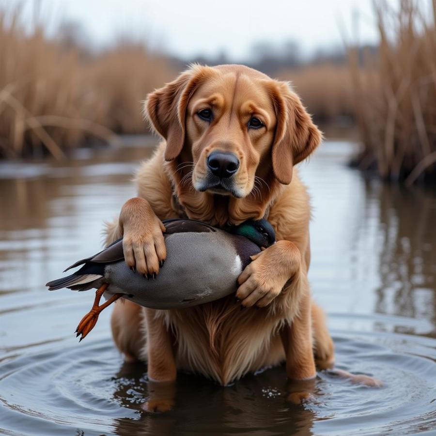 Labrador Retriever retrieving a duck