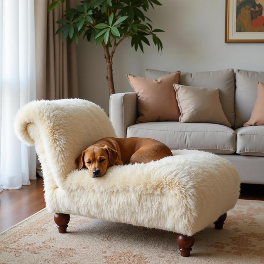 Luxury dog chaise longue in a modern living room