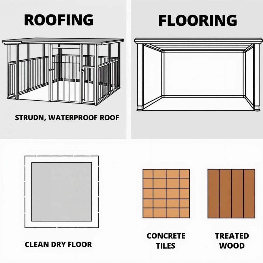 Mái che và nền chuồng cho dog kennel buildings