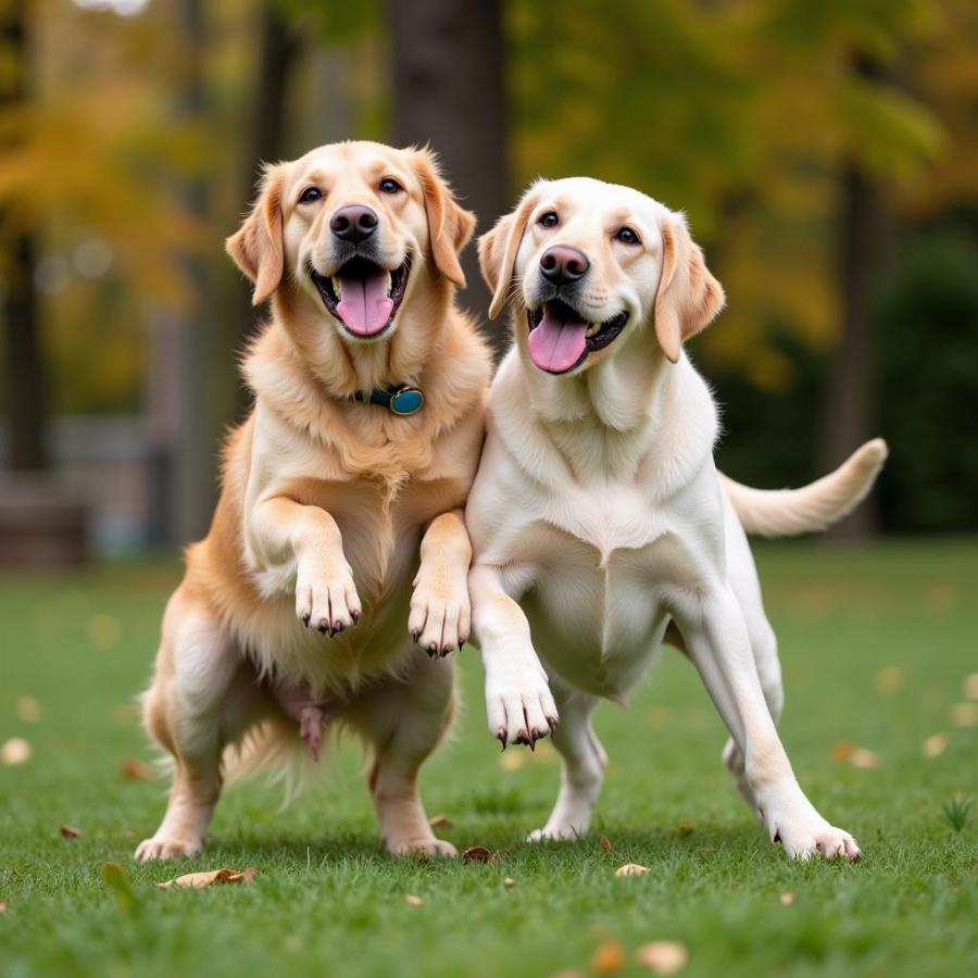 Male and Female Dog Playing Together