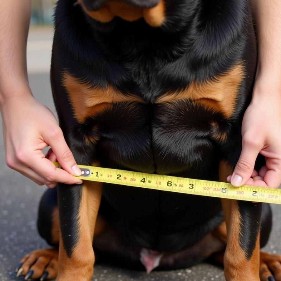 Measuring a Large Dog for a T-Shirt