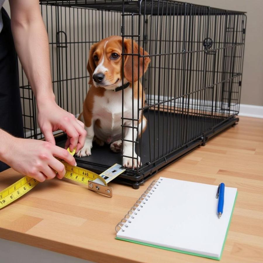 Measuring a dog crate to determine the correct mat size