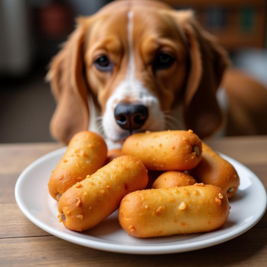 Mini Corn Dogs and a Curious Dog