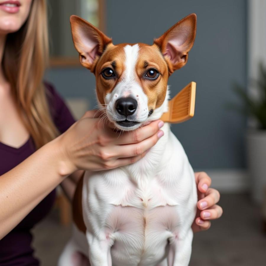 Miniature Jack Russell Being Groomed