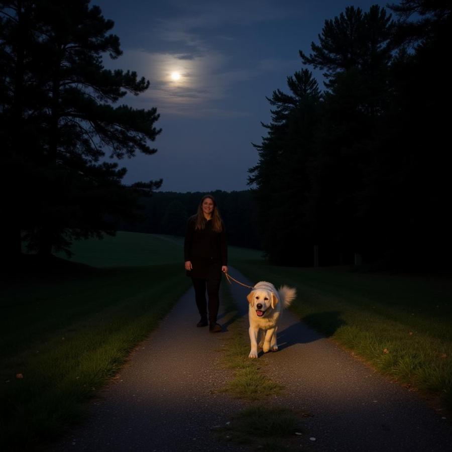 Moonlit Dog Walk in a Virginia Park