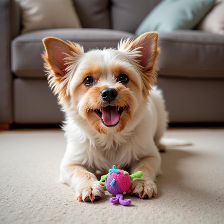 Morkie Adult Playing with Toy