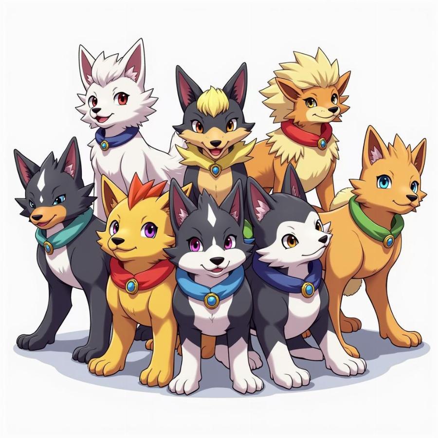 Nexomon Team Featuring a Common Dog-like Nexomon