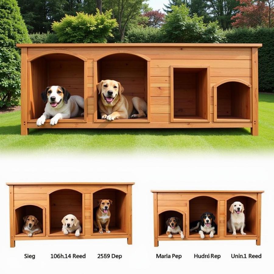 Multi-compartment dog house for 3 dogs of different sizes