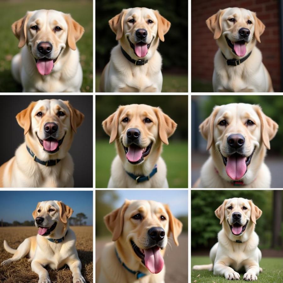 A collection of stunning yellow Labrador retriever portraits