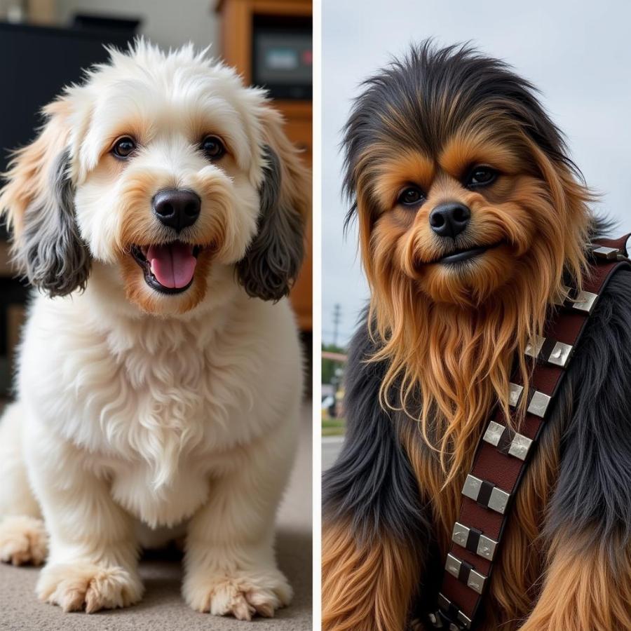 Old English Sheepdog and Chewbacca Comparison