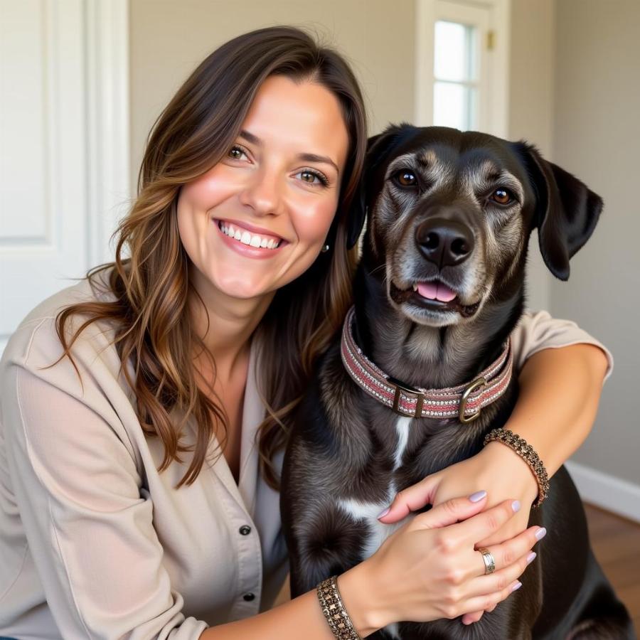 Owner and Dog with Matching Collar and Bracelet