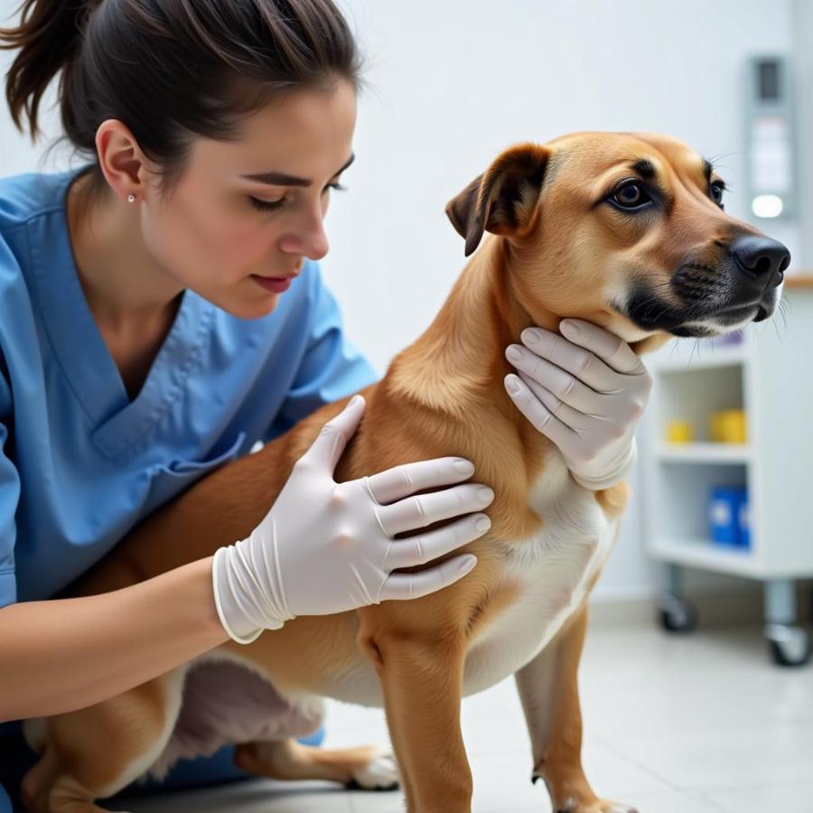 Veterinarian Examining a Dog