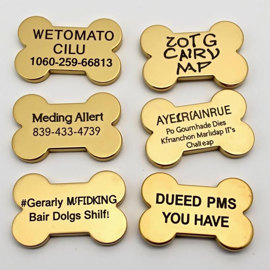 Examples of Peanut Dog Tag Engraving