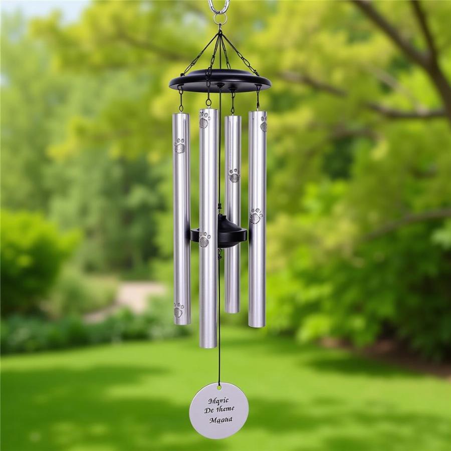 Personalized Dog Memorial Wind Chimes with Paw Prints