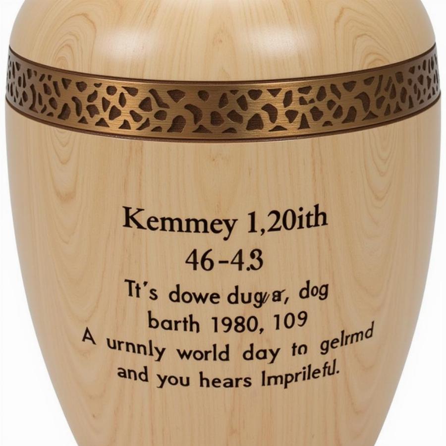 Personalized dog urn with engraved name and dates