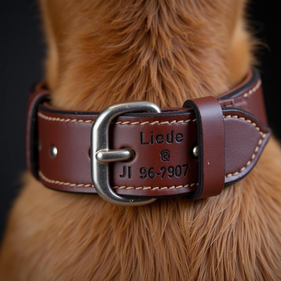 Personalized Tooled Leather Dog Collar with Name and Phone Number