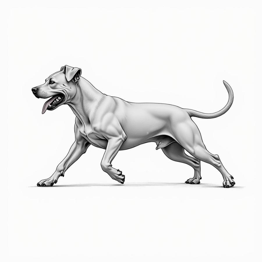 Pitbull Full Body Drawing: A dynamic illustration of a Pitbull in motion, showcasing its muscular build and powerful stance.