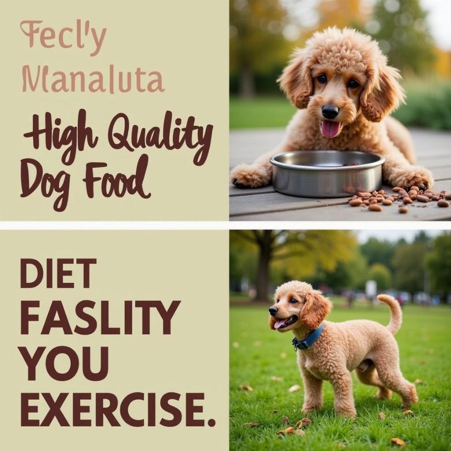 Poodle enjoying a healthy meal and outdoor exercise