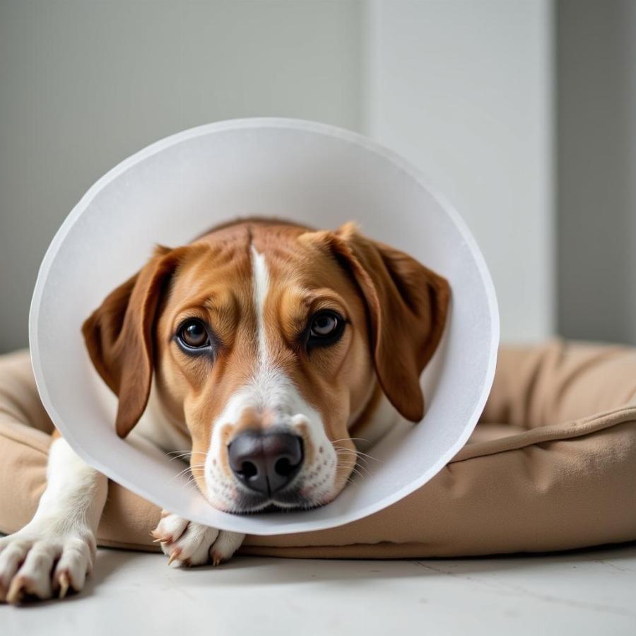 Providing post-operative care for a recently spayed dog