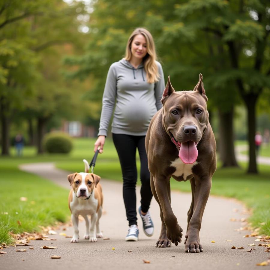 Pregnant Pitbull Gentle Exercise