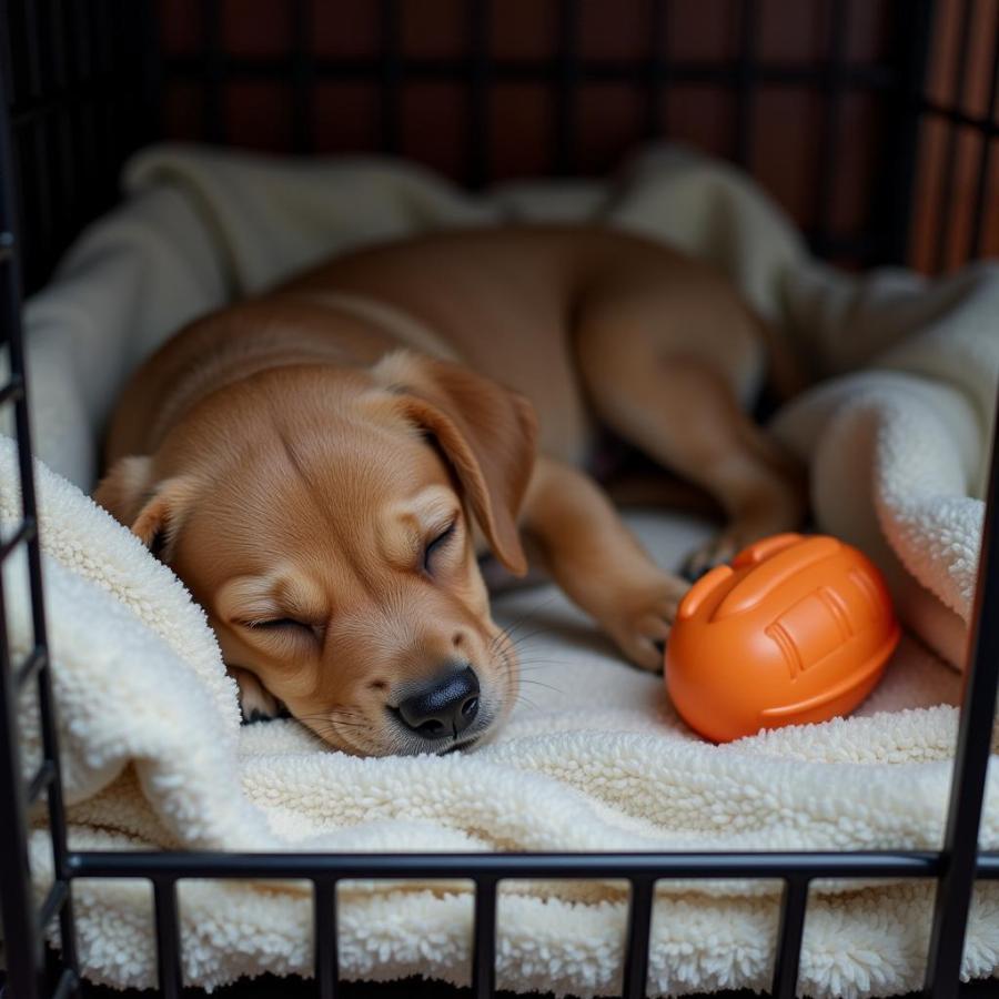 Puppy Sleeping Peacefully in Crate