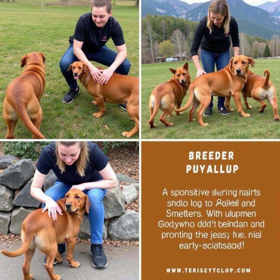 A reputable breeder interacting with Redd dogs in Puyallup