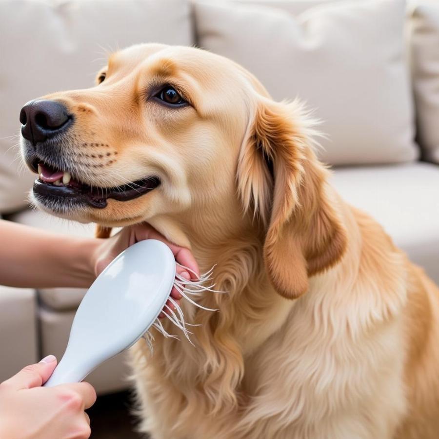 Regular dog brushing for shedding control