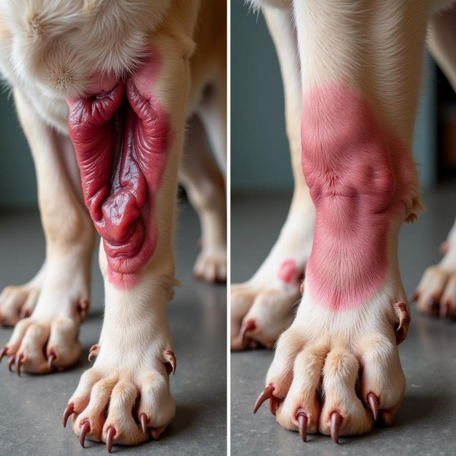 Inflamed Joint in a Dog with Rheumatoid Arthritis