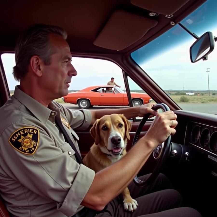 Roscoe P. Coltrane and Flash in the Dukes of Hazzard