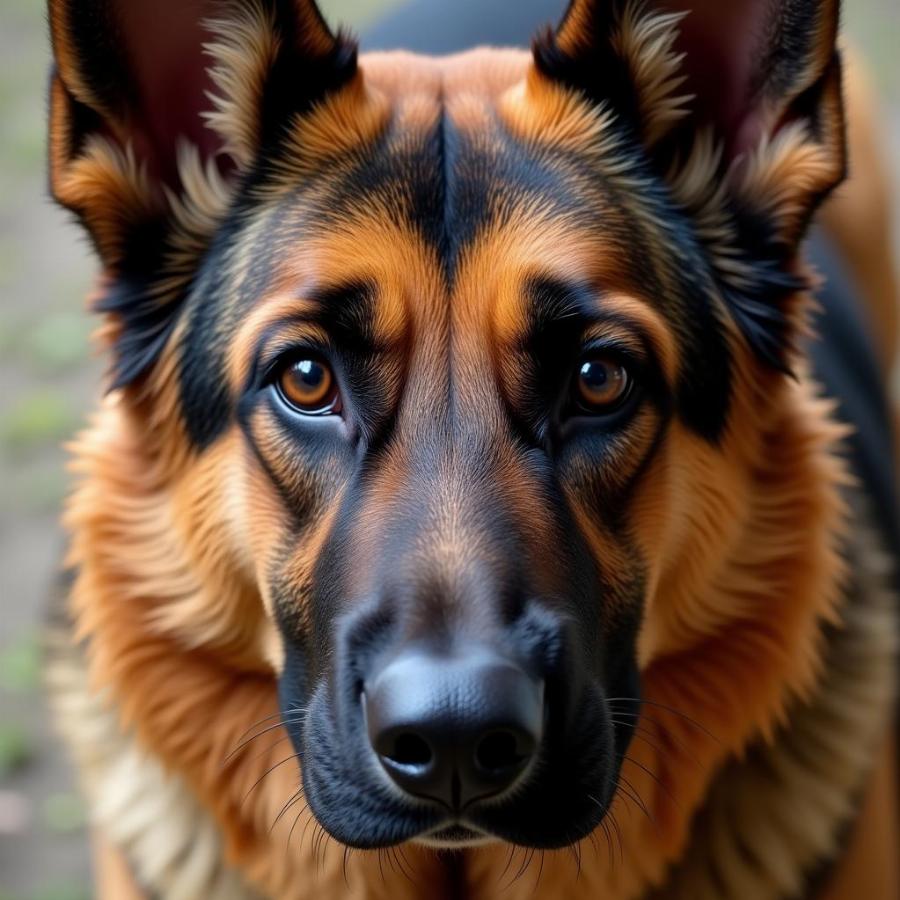 Close-up of Sable German Shepherd Dog's Coat Showing Banded Hairs