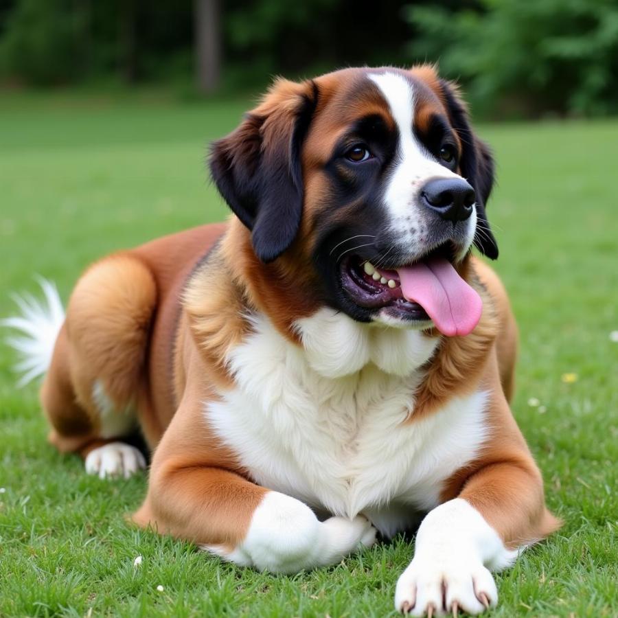 Saint Bernard dog laying down