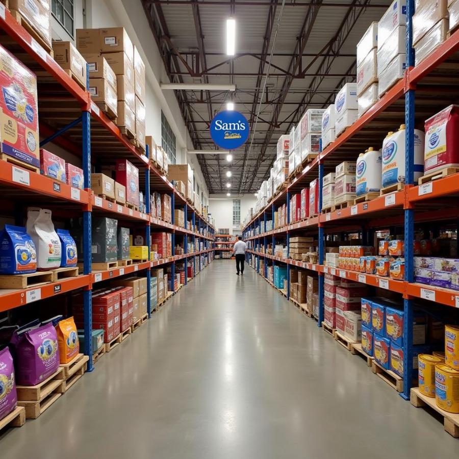 Sam's Club Warehouse Aisle with Members Mark Products