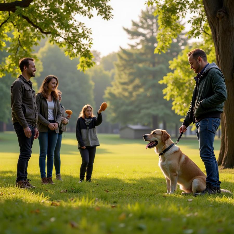 Searching for a lost dog with the help of friends and family.