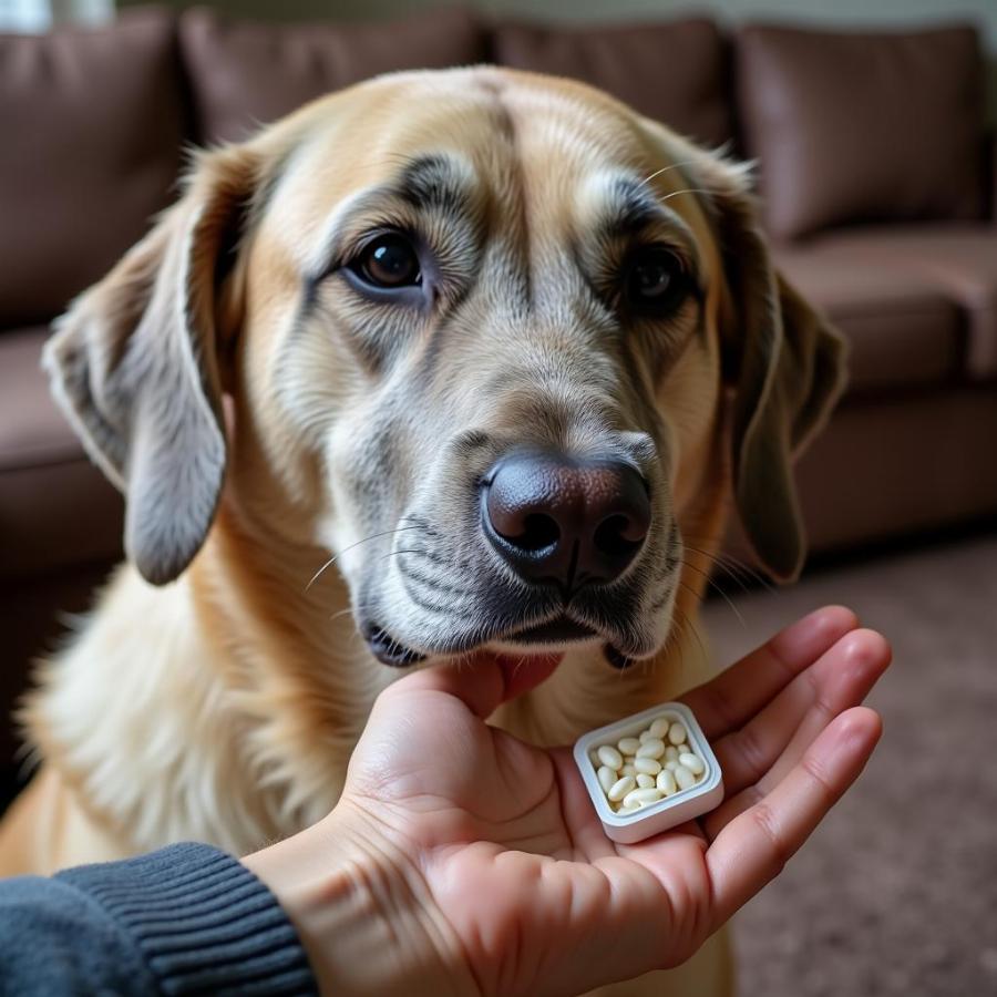 Senior Dog Taking Myos Supplement