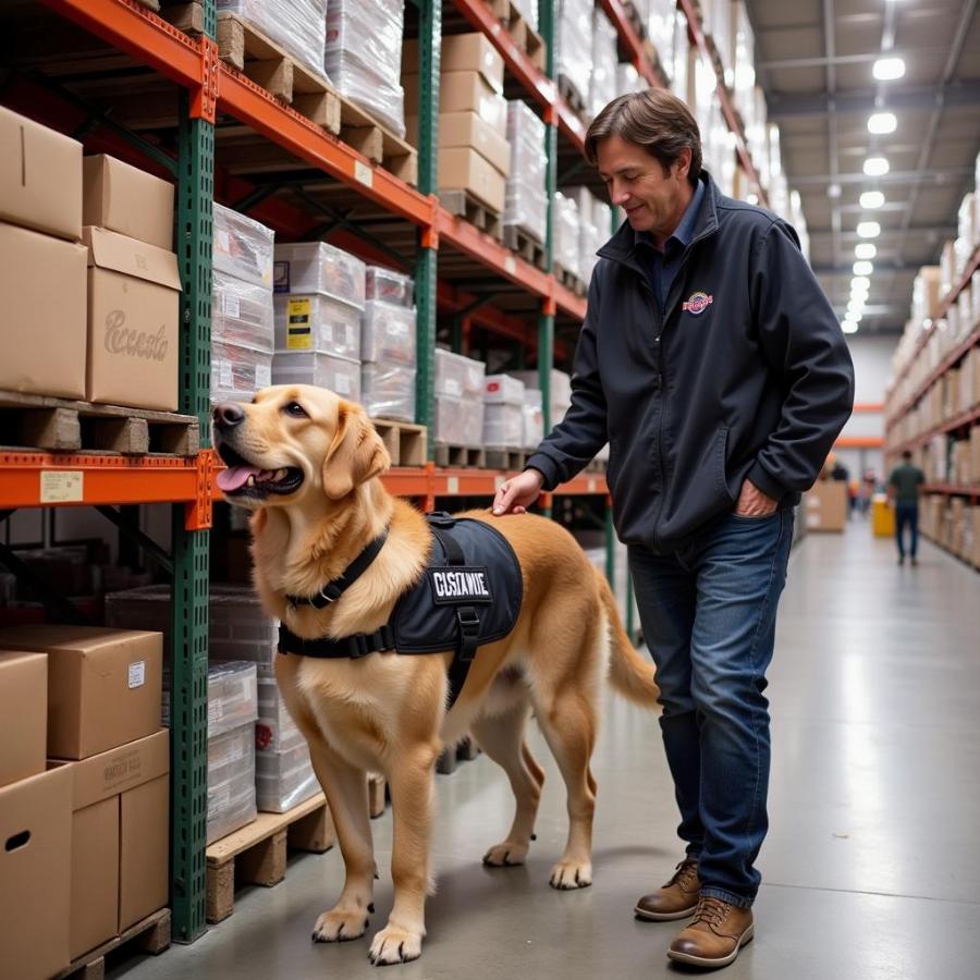 Service Dog Assisting Owner in Costco