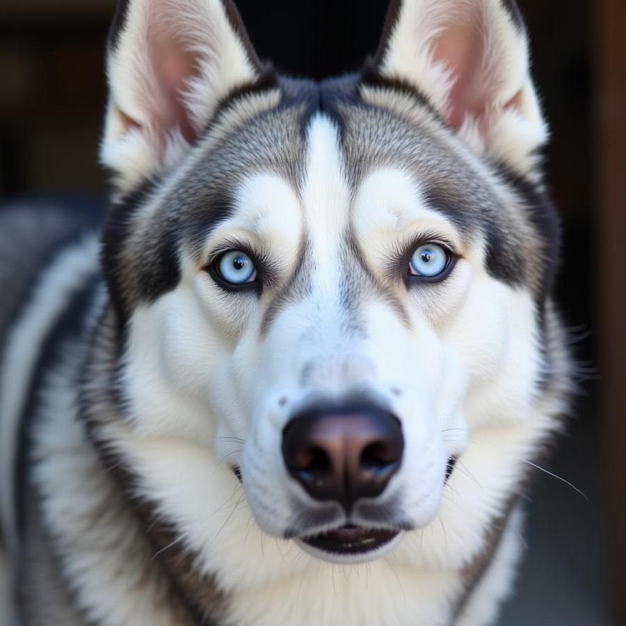 Siberian Husky with striking blue eyes