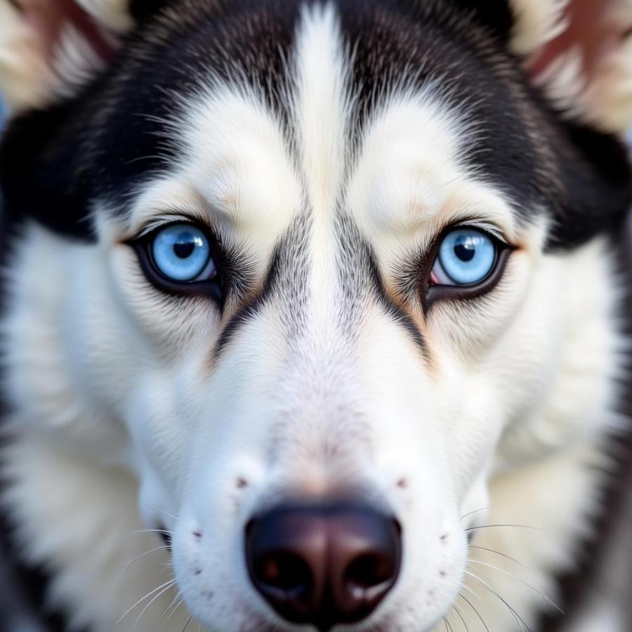 Siberian Husky with Striking Blue Eyes