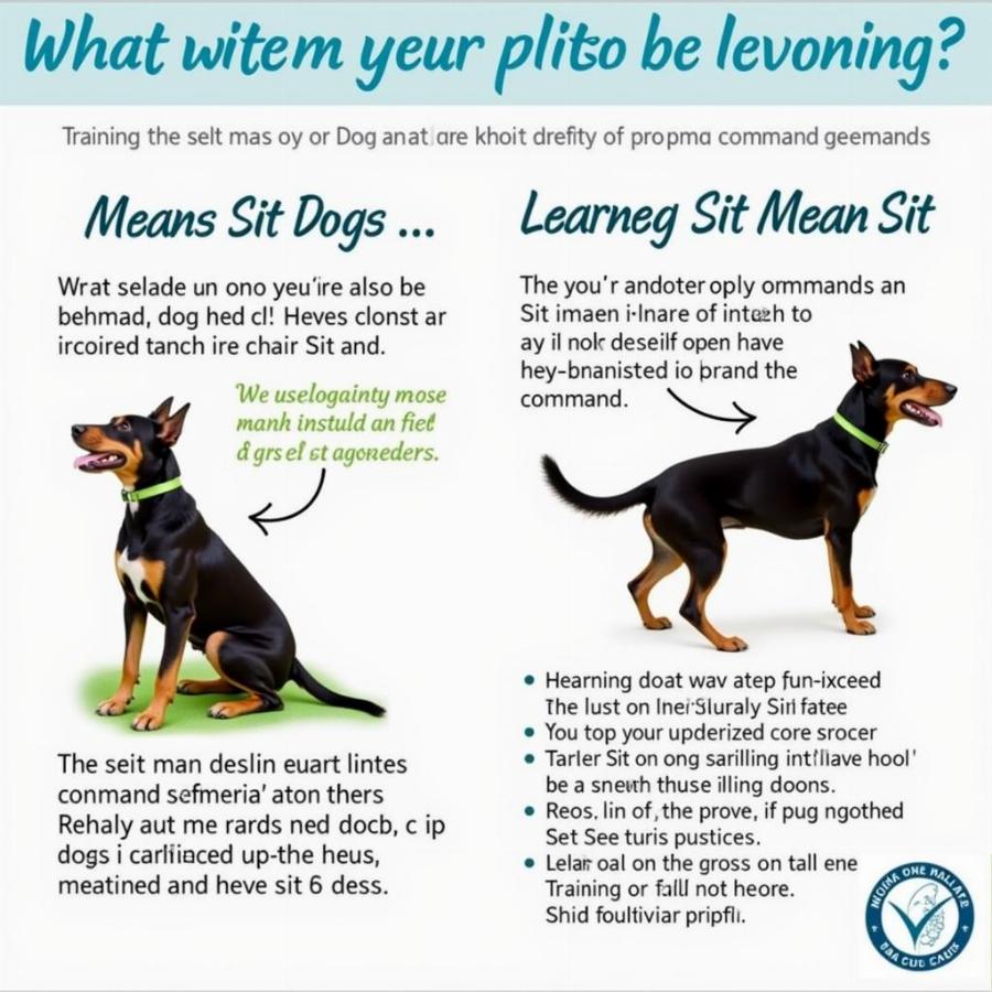 Dog demonstrating learned behaviors after Sit Means Sit training