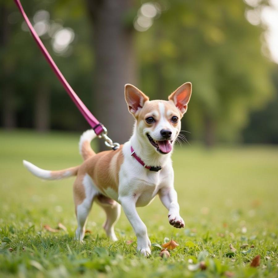 Small Dog Pulling on Leash