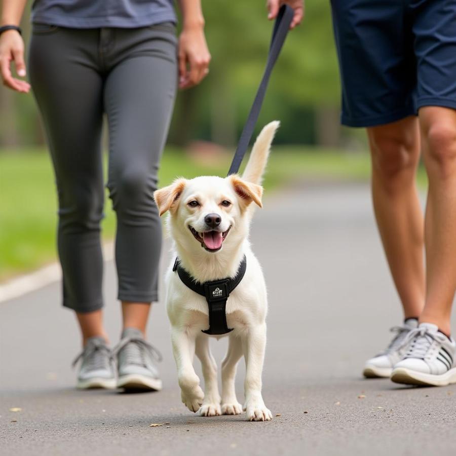 Small Dog Walking with a Harness