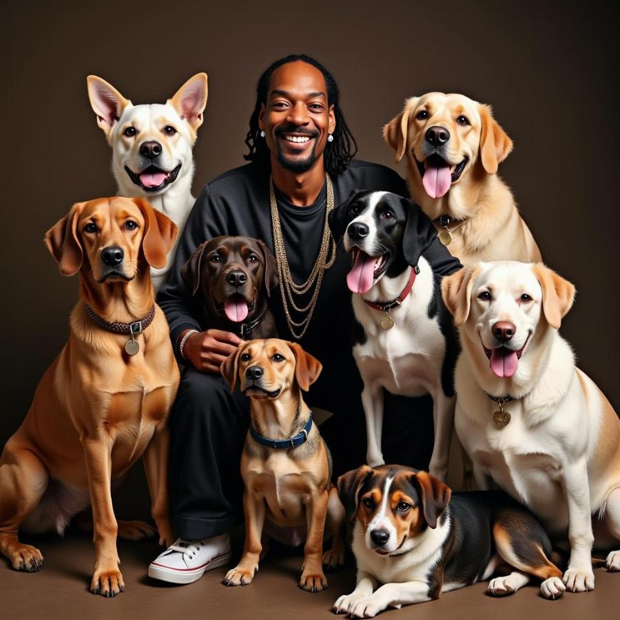 Snoop Dogg With His Dogs