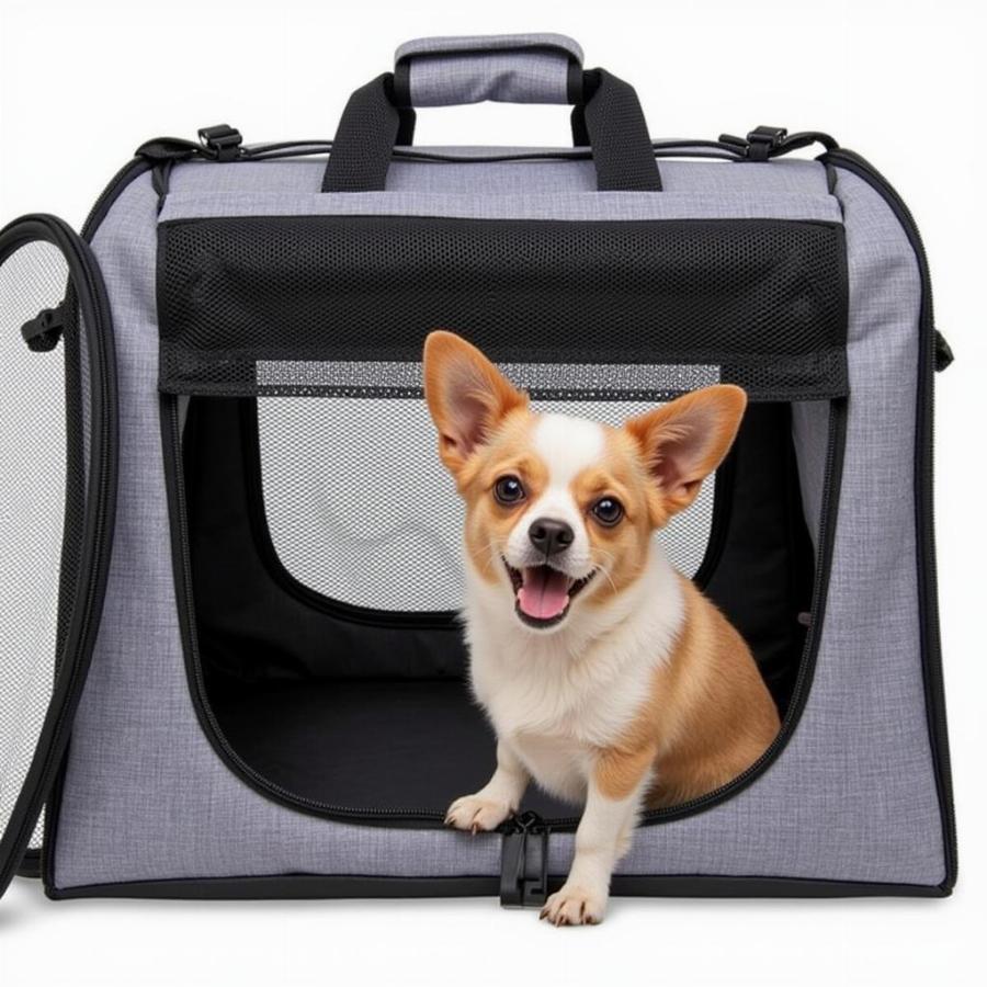 Soft-sided dog crate for travel