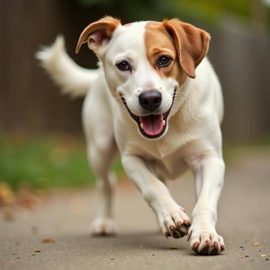 Dog exhibiting compulsive tail chasing behavior