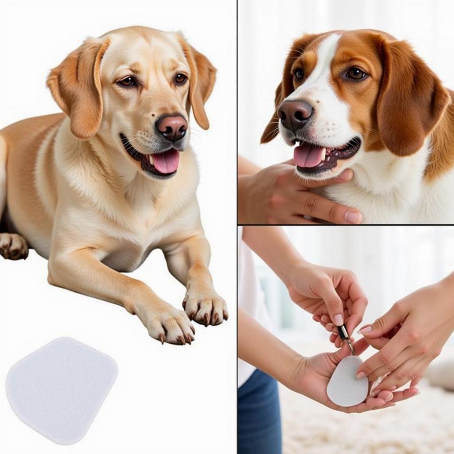 Using a scratch pad to trim dog nails