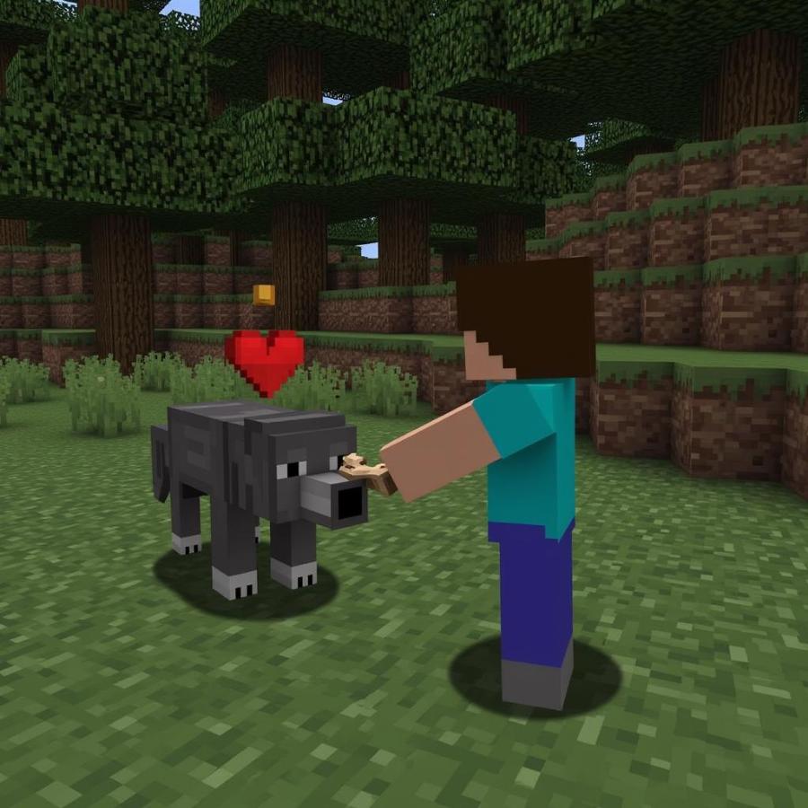 Taming a Minecraft Wolf with Bones