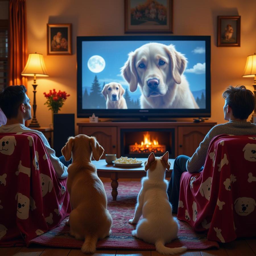 Cozy Three Dog Night Movie Marathon with Dogs