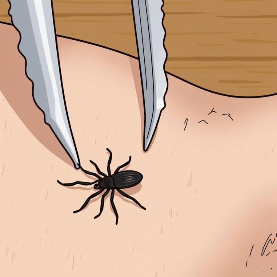 Removing a Tick from a Dog with Tweezers